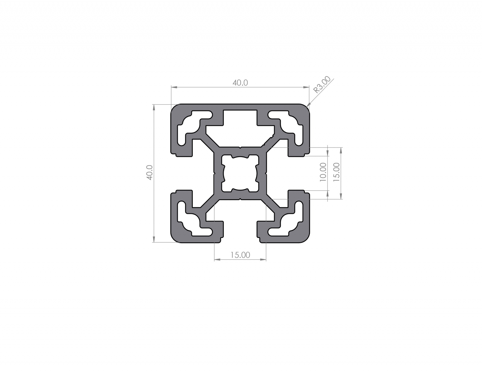 Aluminium profile 40x40 groove 10 1N B-type